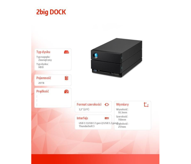 LaCie 2Big Dock 20TB V2 Thunderbolt 3 Czarny - 1066364 - zdjęcie 4